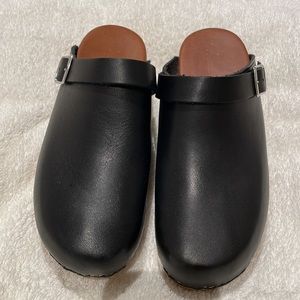 Anthropologie Black Clogs with Straps
